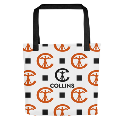 SAC CABAS - MOTIF ORANGE/BLANC