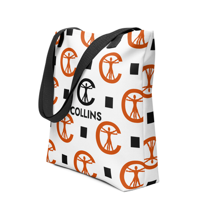 SAC CABAS - MOTIF ORANGE/BLANC