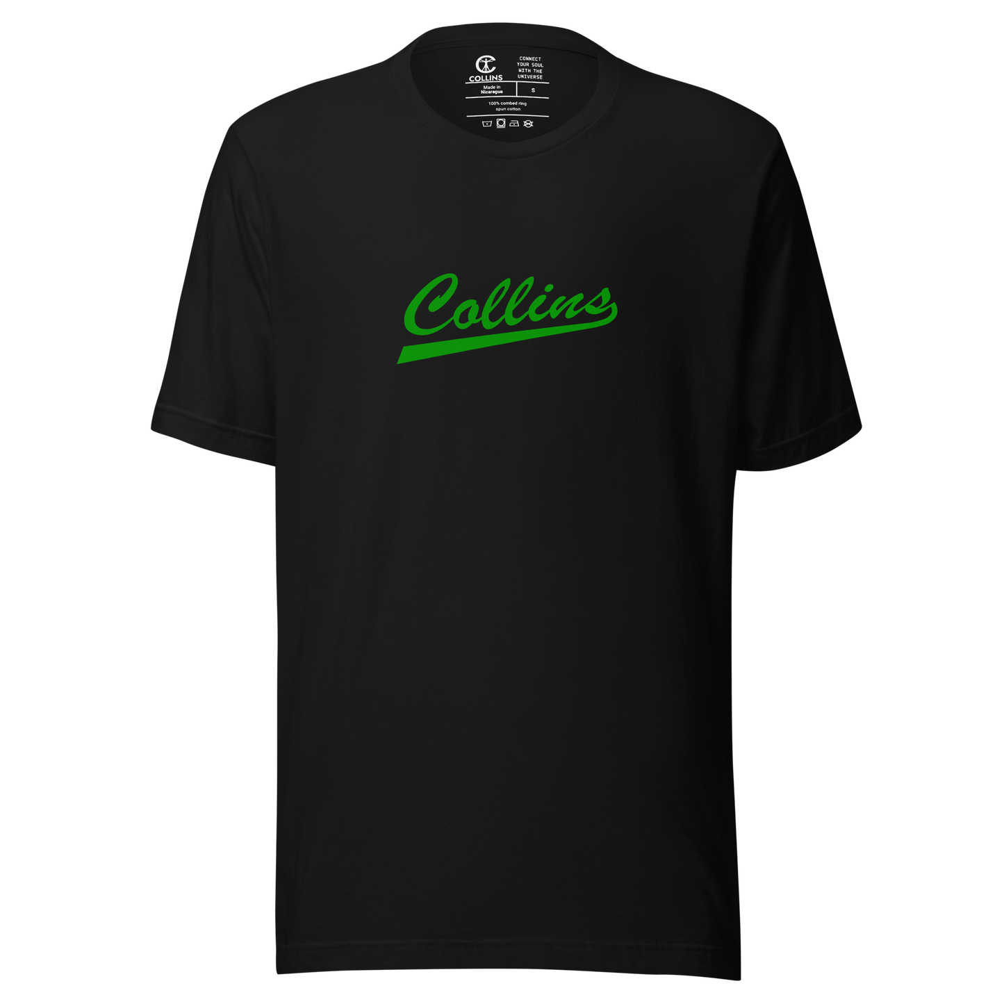 T-SHIRT TEXTE COLLINS - NOIR/VERT