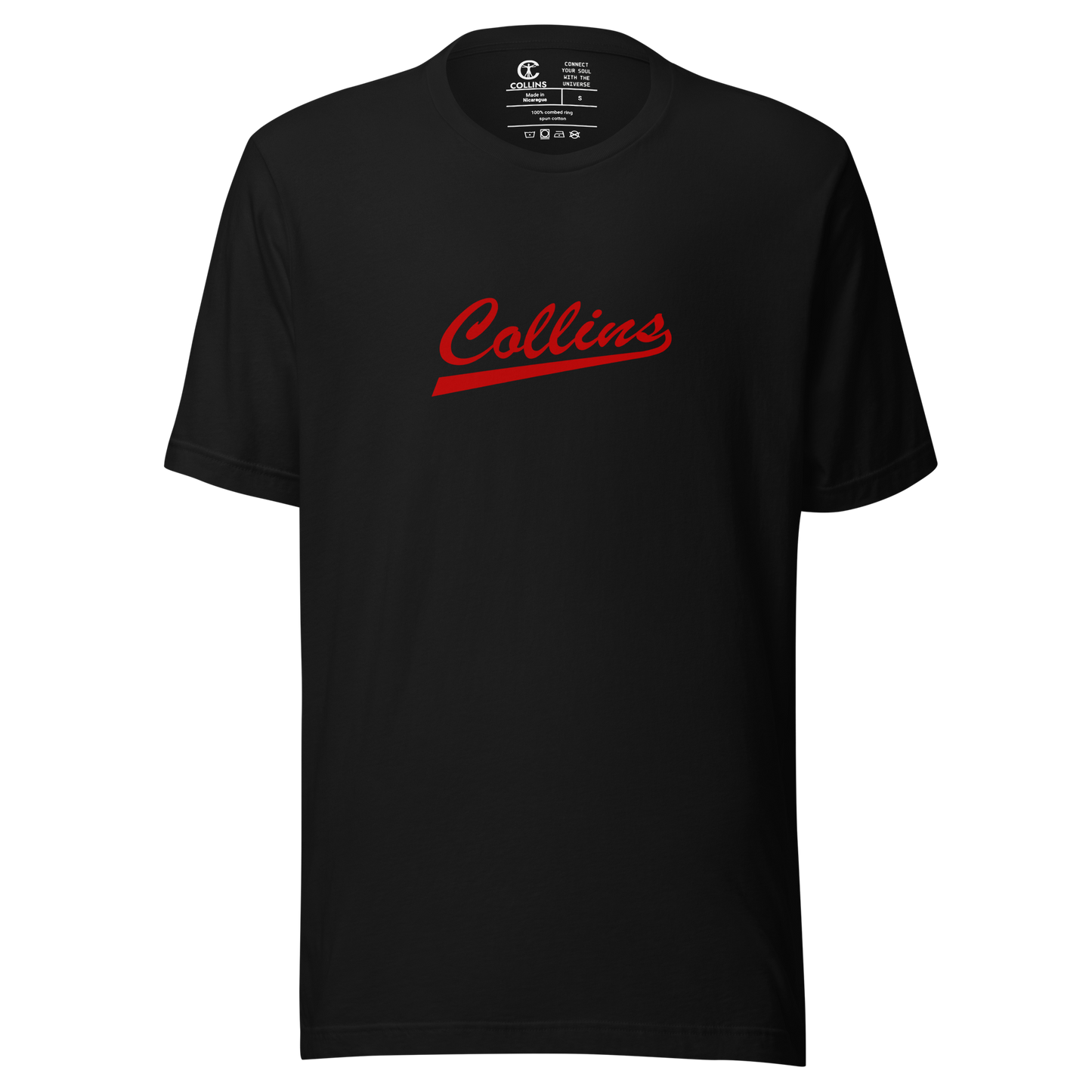 T-SHIRT TEXTE COLLINS - NOIR/ROUGE