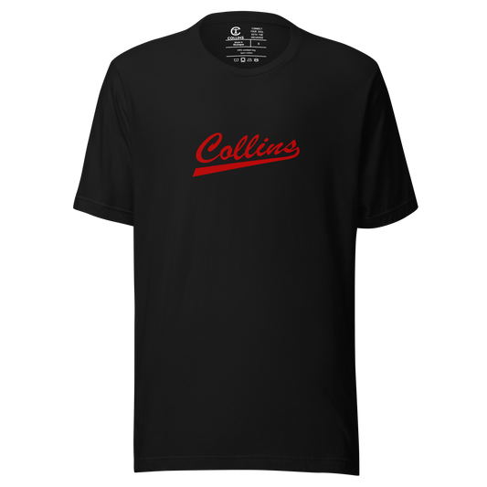 T-SHIRT TEXTE COLLINS - NOIR/ROUGE